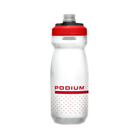 Camelbak Podium water bottle clear with red details.