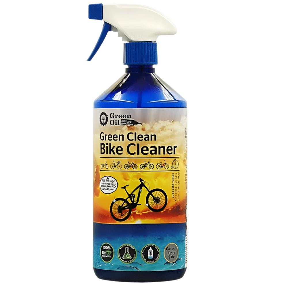 Bike cleaner in spray bottle.